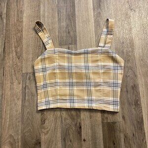 Love Tree Plaid Crop Top Tank Size Small